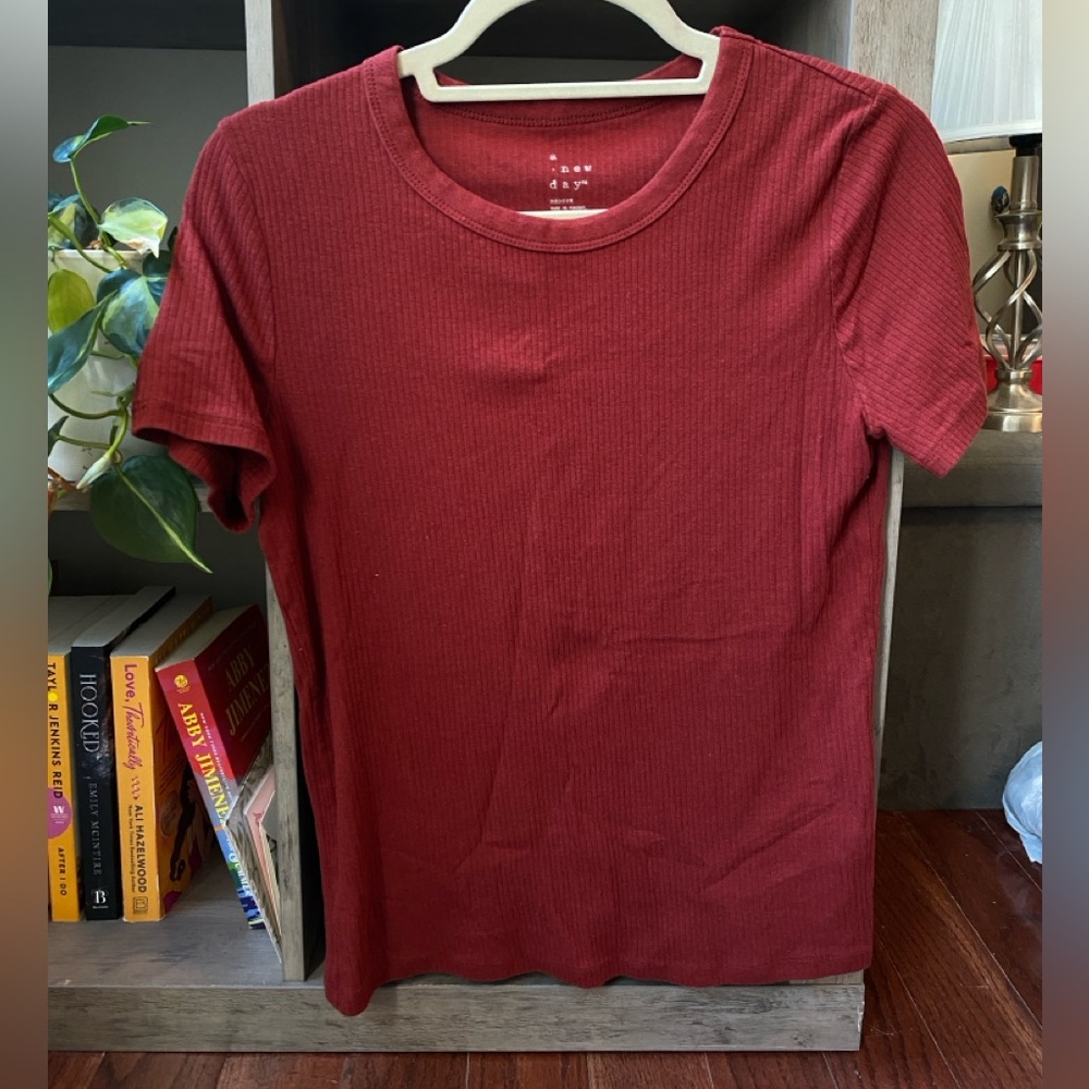 A New Day Burgundy Ribbed Tee